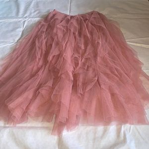 Dusty pink tulle ruffle skirt